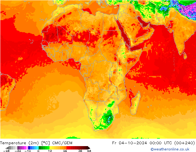 Temperature (2m) CMC/GEM Fr 04.10.2024 00 UTC