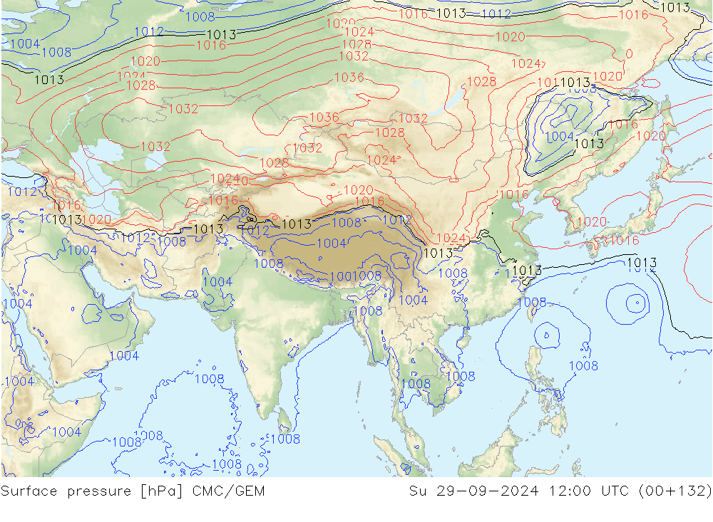 Surface pressure CMC/GEM Su 29.09.2024 12 UTC