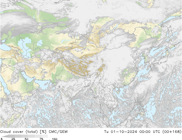 Bulutlar (toplam) CMC/GEM Sa 01.10.2024 00 UTC