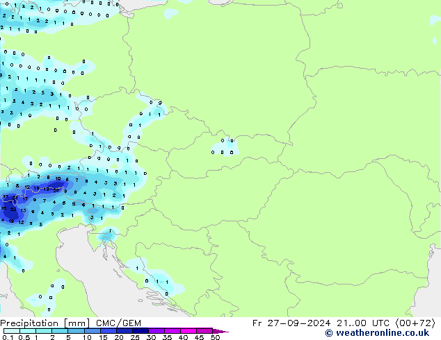 Precipitazione CMC/GEM ven 27.09.2024 00 UTC