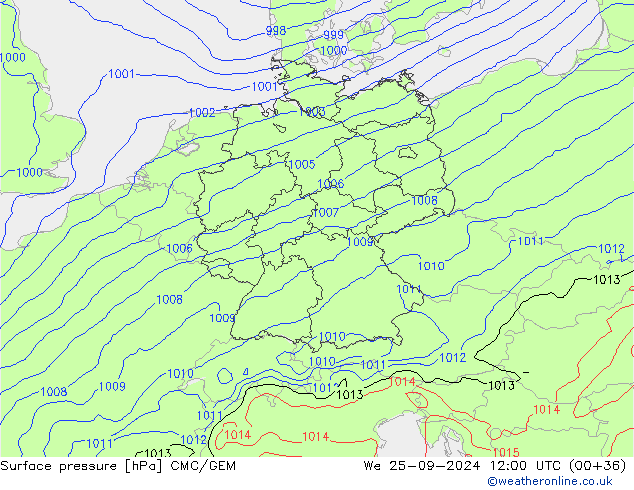 Surface pressure CMC/GEM We 25.09.2024 12 UTC