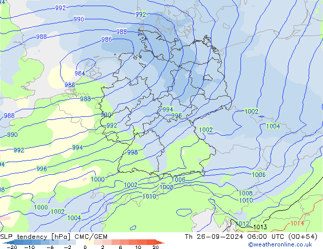 SLP tendency CMC/GEM Th 26.09.2024 06 UTC