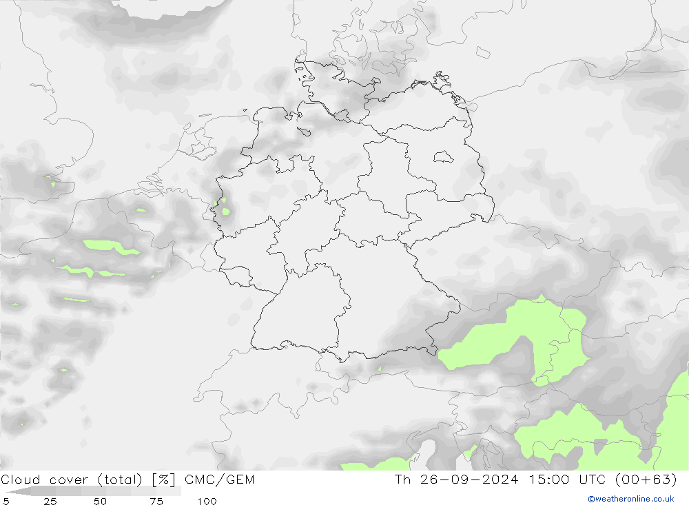 zachmurzenie (suma) CMC/GEM czw. 26.09.2024 15 UTC