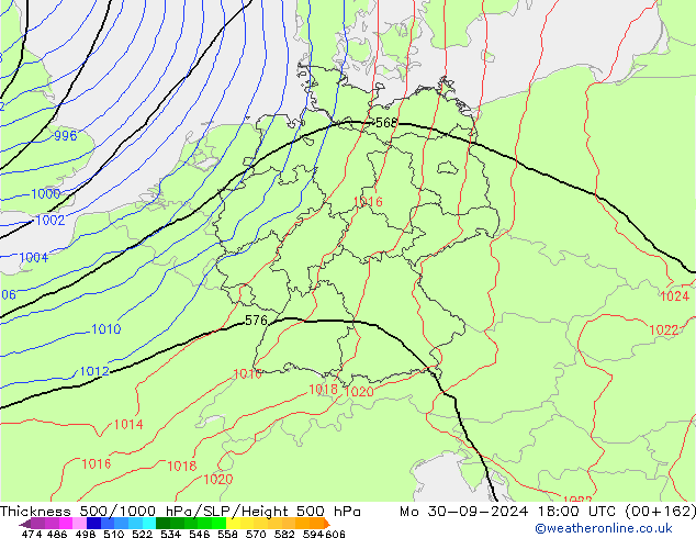 Theta-e 850hPa CMC/GEM ma 30.09.2024 18 UTC