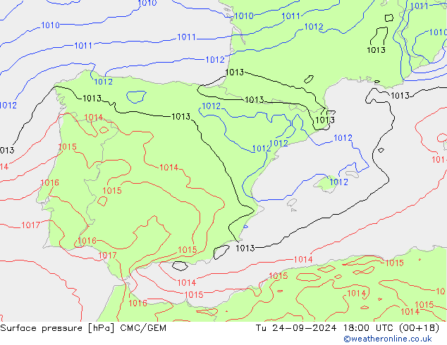 ciśnienie CMC/GEM wto. 24.09.2024 18 UTC