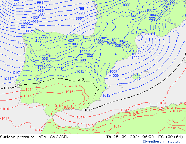 pression de l'air CMC/GEM jeu 26.09.2024 06 UTC