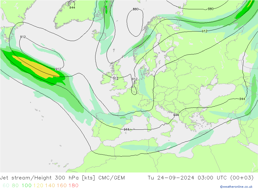 Jet stream CMC/GEM Ter 24.09.2024 03 UTC