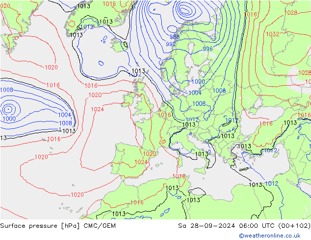 ciśnienie CMC/GEM so. 28.09.2024 06 UTC