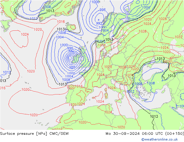 Pressione al suolo CMC/GEM lun 30.09.2024 06 UTC