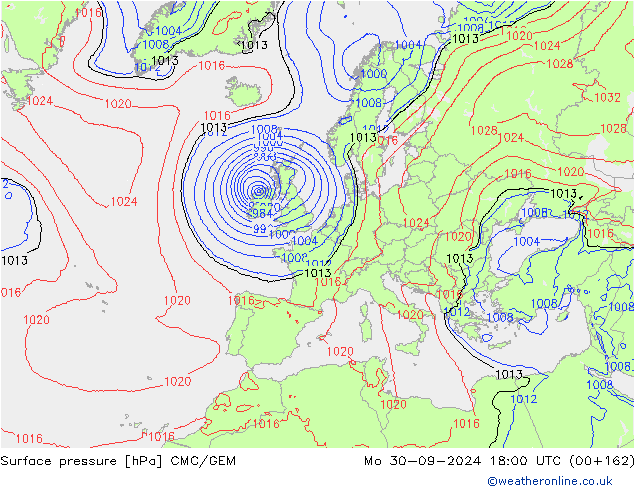 Luchtdruk (Grond) CMC/GEM ma 30.09.2024 18 UTC