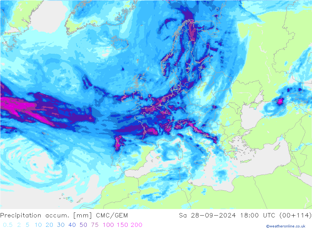 Precipitation accum. CMC/GEM  28.09.2024 18 UTC