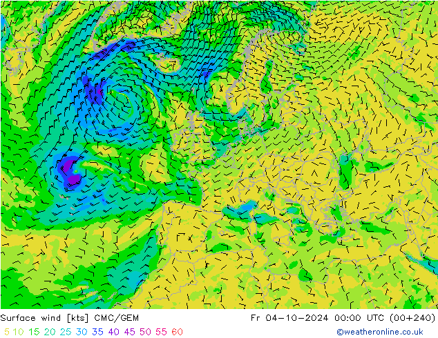 Surface wind CMC/GEM Pá 04.10.2024 00 UTC