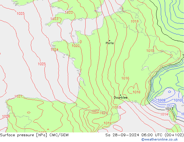 pression de l'air CMC/GEM sam 28.09.2024 06 UTC