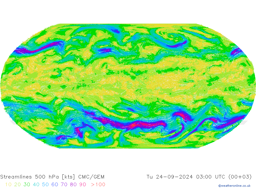 Stromlinien 500 hPa CMC/GEM Di 24.09.2024 03 UTC