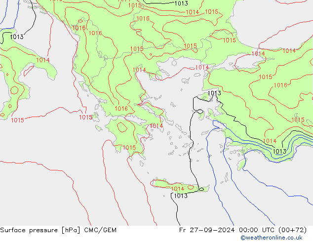 Surface pressure CMC/GEM Fr 27.09.2024 00 UTC