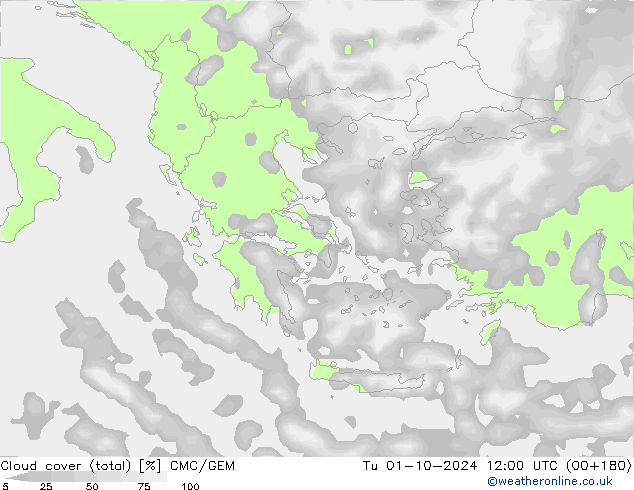 Nubes (total) CMC/GEM mar 01.10.2024 12 UTC