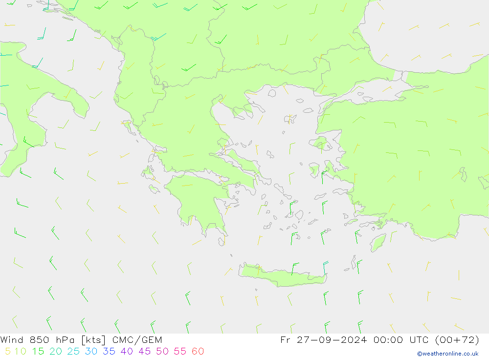 Wind 850 hPa CMC/GEM Fr 27.09.2024 00 UTC