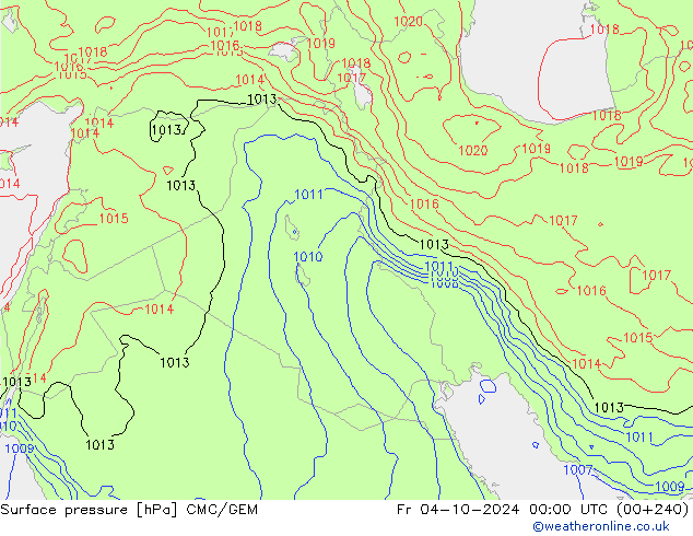 Surface pressure CMC/GEM Fr 04.10.2024 00 UTC