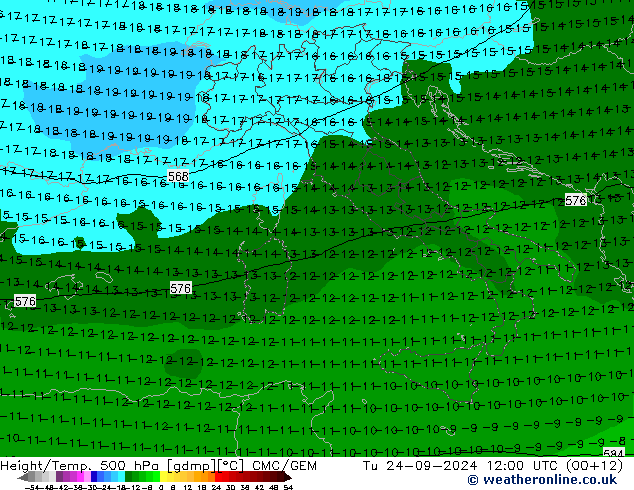 Height/Temp. 500 hPa CMC/GEM mar 24.09.2024 12 UTC