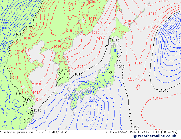 Pressione al suolo CMC/GEM ven 27.09.2024 06 UTC