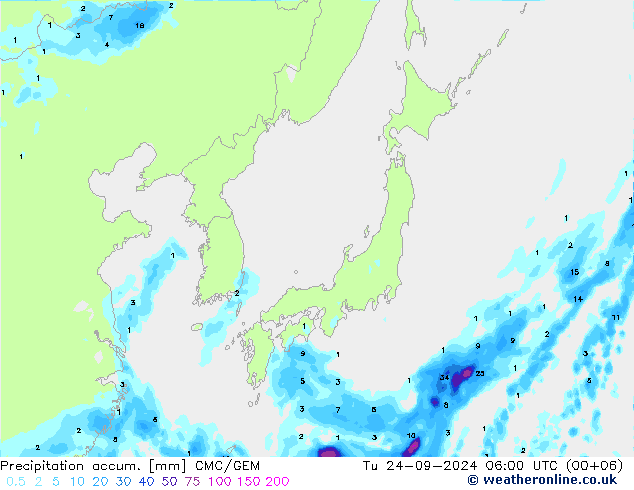 Precipitación acum. CMC/GEM mar 24.09.2024 06 UTC