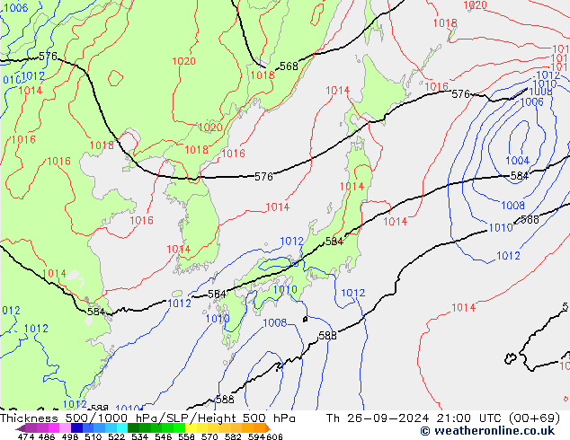 Theta-e 850hPa CMC/GEM Qui 26.09.2024 21 UTC