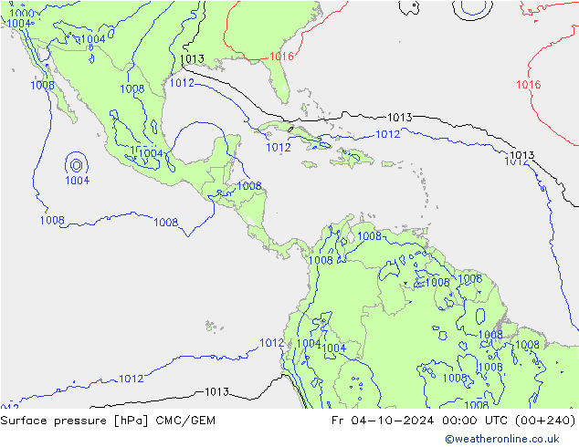 Surface pressure CMC/GEM Fr 04.10.2024 00 UTC