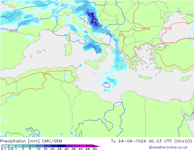 precipitação CMC/GEM Ter 24.09.2024 03 UTC