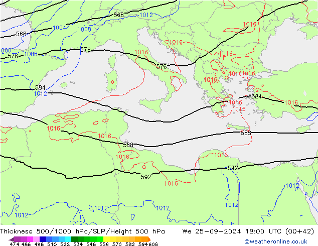 Theta-e 850hPa CMC/GEM wo 25.09.2024 18 UTC