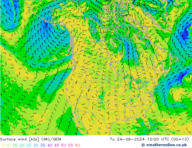 Surface wind CMC/GEM Tu 24.09.2024 12 UTC