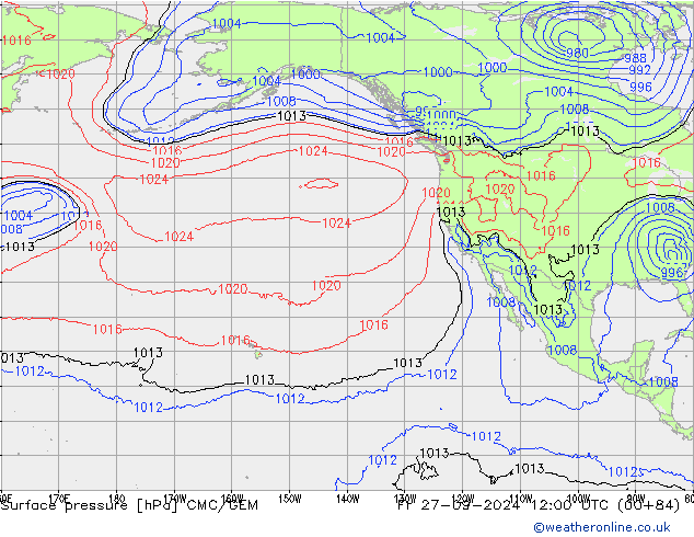 Luchtdruk (Grond) CMC/GEM vr 27.09.2024 12 UTC