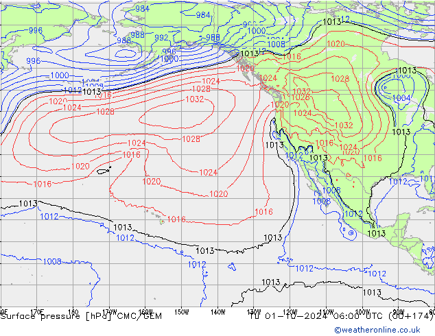 Surface pressure CMC/GEM Tu 01.10.2024 06 UTC