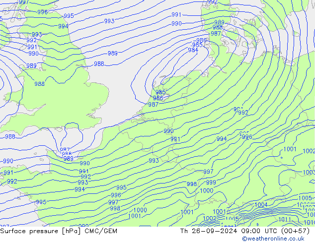 Luchtdruk (Grond) CMC/GEM do 26.09.2024 09 UTC