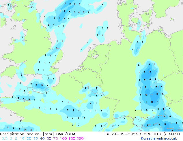 Precipitation accum. CMC/GEM Ter 24.09.2024 03 UTC