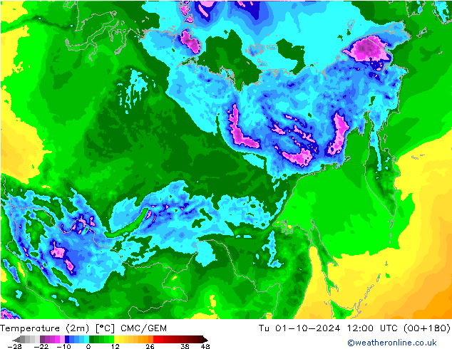 Temperatura (2m) CMC/GEM mar 01.10.2024 12 UTC