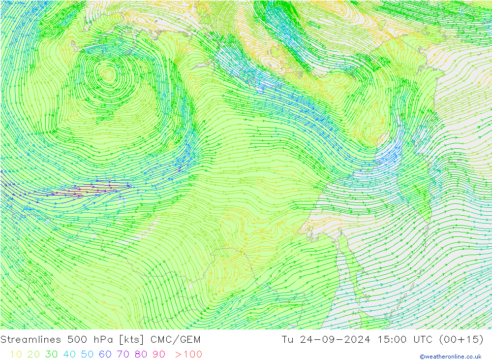 Rüzgar 500 hPa CMC/GEM Sa 24.09.2024 15 UTC