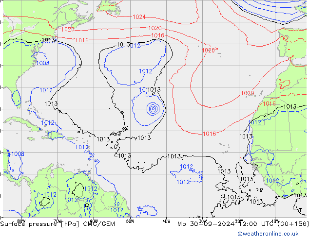 Surface pressure CMC/GEM Mo 30.09.2024 12 UTC