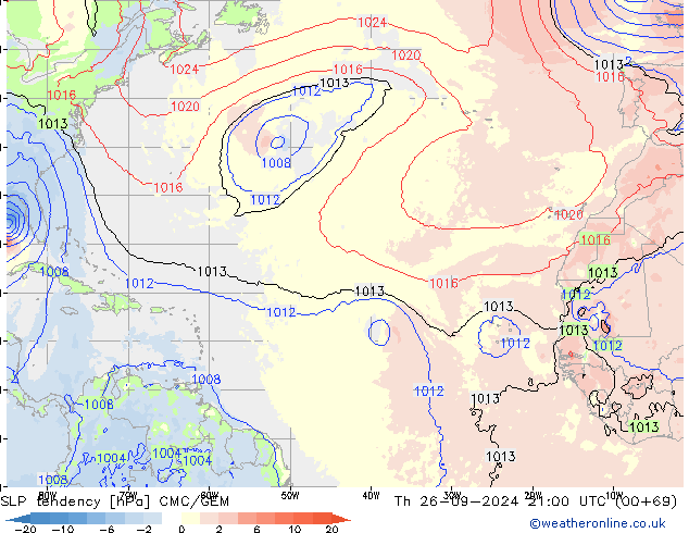 SLP tendency CMC/GEM Th 26.09.2024 21 UTC