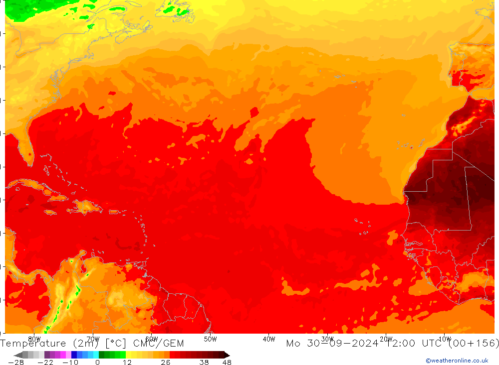 Temperature (2m) CMC/GEM Mo 30.09.2024 12 UTC