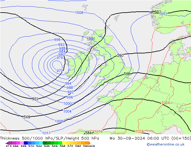 Theta-e 850hPa CMC/GEM Mo 30.09.2024 06 UTC