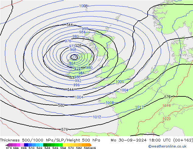 Theta-e 850hPa CMC/GEM pon. 30.09.2024 18 UTC