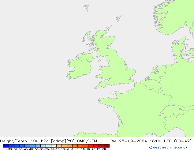 Yükseklik/Sıc. 100 hPa CMC/GEM Çar 25.09.2024 18 UTC