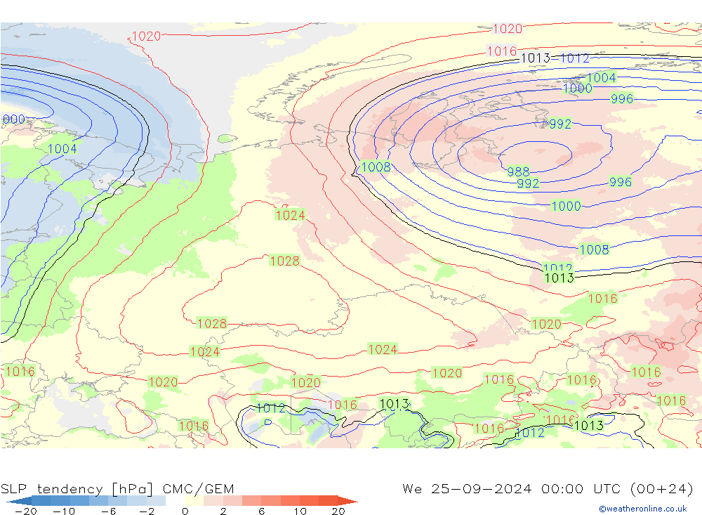 SLP tendency CMC/GEM We 25.09.2024 00 UTC