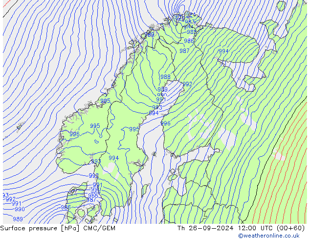 ciśnienie CMC/GEM czw. 26.09.2024 12 UTC