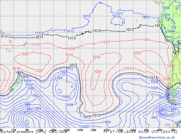 Surface pressure CMC/GEM Fr 27.09.2024 00 UTC