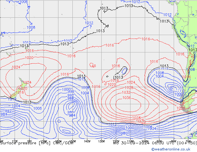 Surface pressure CMC/GEM Mo 30.09.2024 06 UTC