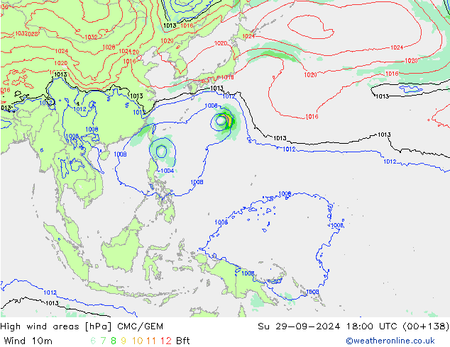 Windvelden CMC/GEM zo 29.09.2024 18 UTC