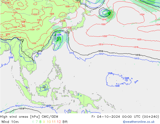 Izotacha CMC/GEM pt. 04.10.2024 00 UTC