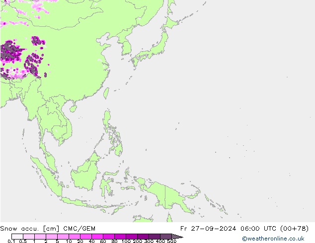 Totale sneeuw CMC/GEM vr 27.09.2024 06 UTC