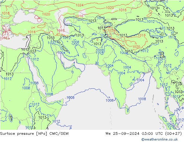 Surface pressure CMC/GEM We 25.09.2024 03 UTC